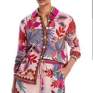FARM Rio Macaw Scarf Button Front Shirt
